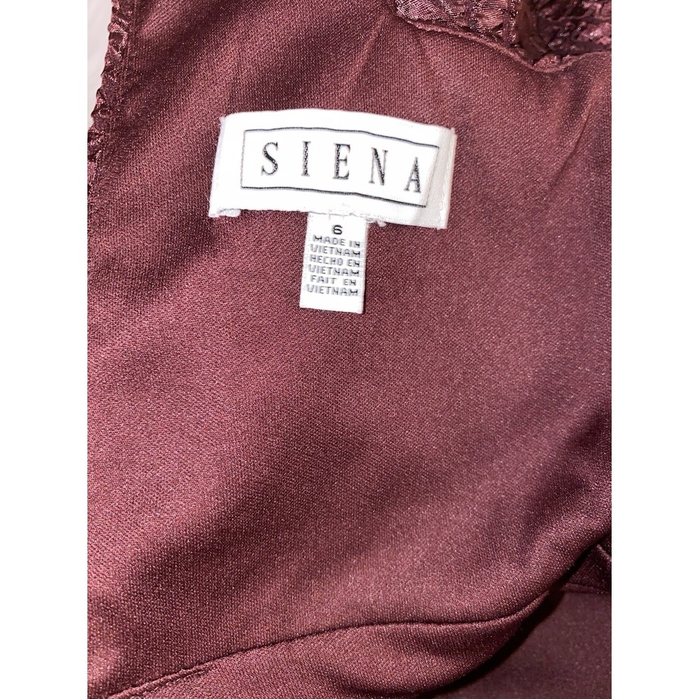 Siena Women's Dress Size 6 Burgundy Rose Jacquard Deep V Sleeveless Cocktail - Picture 5 of 5